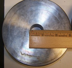 4 U Shaped Steel Wheels 5.25 inch diameter 1 inch shaft hole Heavy Duty Used