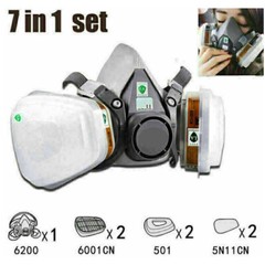 7 IN 1 Gas Mask Half Face Respirator Paint Spray Chemical Facepiece Safety 6200