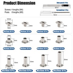 115 Sets Chicago Screws Kit for Leather Crafts, 304 Stainless Steel Binding