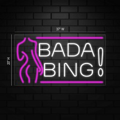 Bada Bing! Sign for Business Displays | LED Flex Neon | 37″W x 20″H x 1″D