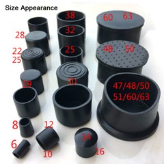 6mm~63mm Black Chair Table Feet Stick Pipe Tubing End Cover Caps Cap PVC Rubber