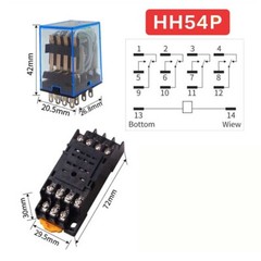 10pcs MY4NJ 12/24/110/220V Coil Power Relay DIN Rail Mounted 14Pin W/Base PYF14A