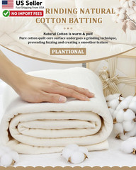 Grinding Natural Cotton Quilt Batting 59″ x 79″ Light Weight All Season FROM USA
