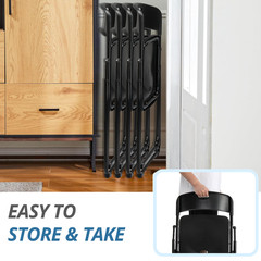 4PC Outdoor Heavy Duty Plastic Portable Folding Chair with Reinfoced Steel Frame