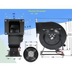 110V Small Centrifugal Fan 120W 2600r/min Snail Blower Blower Fan Durable