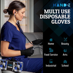 Black Nitrile Disposable Gloves Large, 50 Count – BBQ, Tattoo, Hair Dye, Cooking