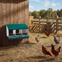 Wall Mount Chicken Nesting Laying Egg Brooder Box Roll-Away Tray 3 Compartment