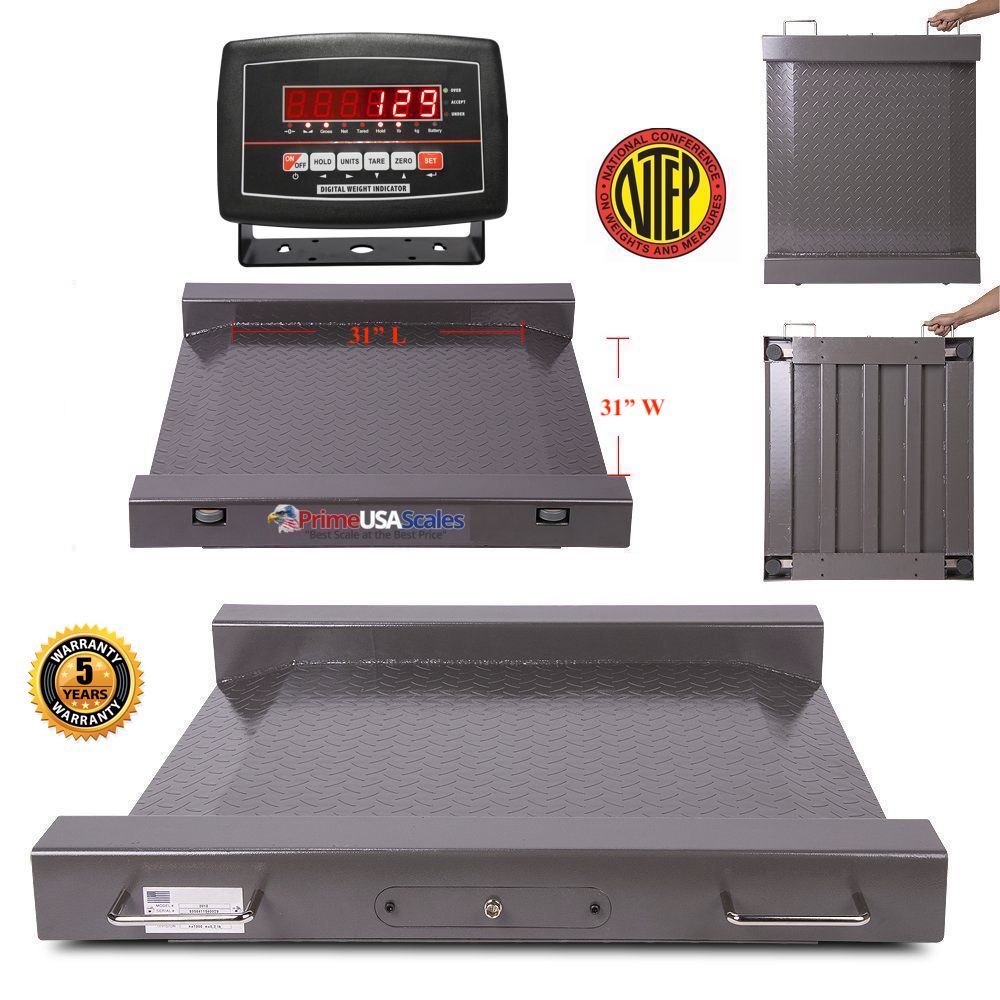 31″x31″ Platform Portable Floor Scale Drum Wheel Chair Scale 1000 lb x .2 lb