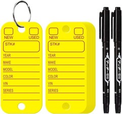 Poly Key Tags Plastic Key Tags w/ 200 Rings & 2 Markers Car Dealer 200 Pieces (f