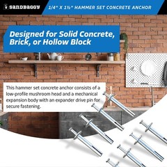 Sandbaggy 1/4″ x 1-1/2″ Hammer Set Concrete Anchor – Drive In Pin Anchors