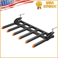 Clamp on Debris Forks to 60inch Bucket 4000lbs Clamp on Pallet Forks w/ 6 Tines