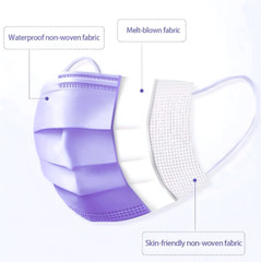 Face Mask Disposable Surgical Non-Medical Mouth Cover for Adults Children Purple