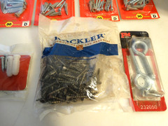 Lot of Assorted Wood Screws Drywall Anchors Eyebolt Various Sizes & Lengths