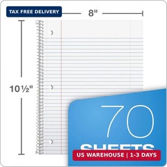 Oxford Spiral Notebook 6 Pack, 1 Subject, College Ruled Paper, 8 x 10-1/2 Inch,