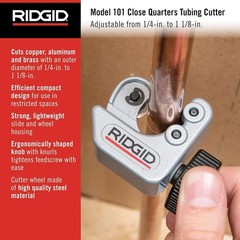 Versatile 1/4″ to 1-1/8″ Close Quarters Tubing Cutter with Spare Wheel Included