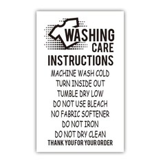 None Brand 50 T-Shirt Washing Instructions 3.5 inches x 2 inches, multicolor