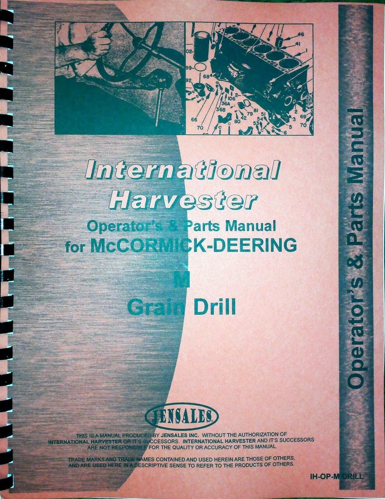 Operators & Parts Manual International Harvester M Grain Drill