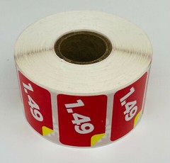 4 Rolls of 1000 1.5×1 $1.49 Product Price Point Red & Yellow Labels Stickers