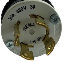 AC WORKS® NEMA L16-30P – 3-Phase 30A, 480V Locking Male Plug in Black
