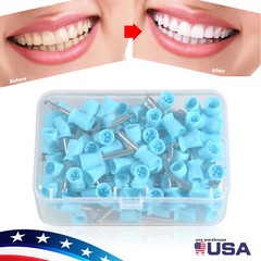 100 Pcs Dental Rubber Prophy Teeth Polish Polishing Cups Latch Type Brushes blue