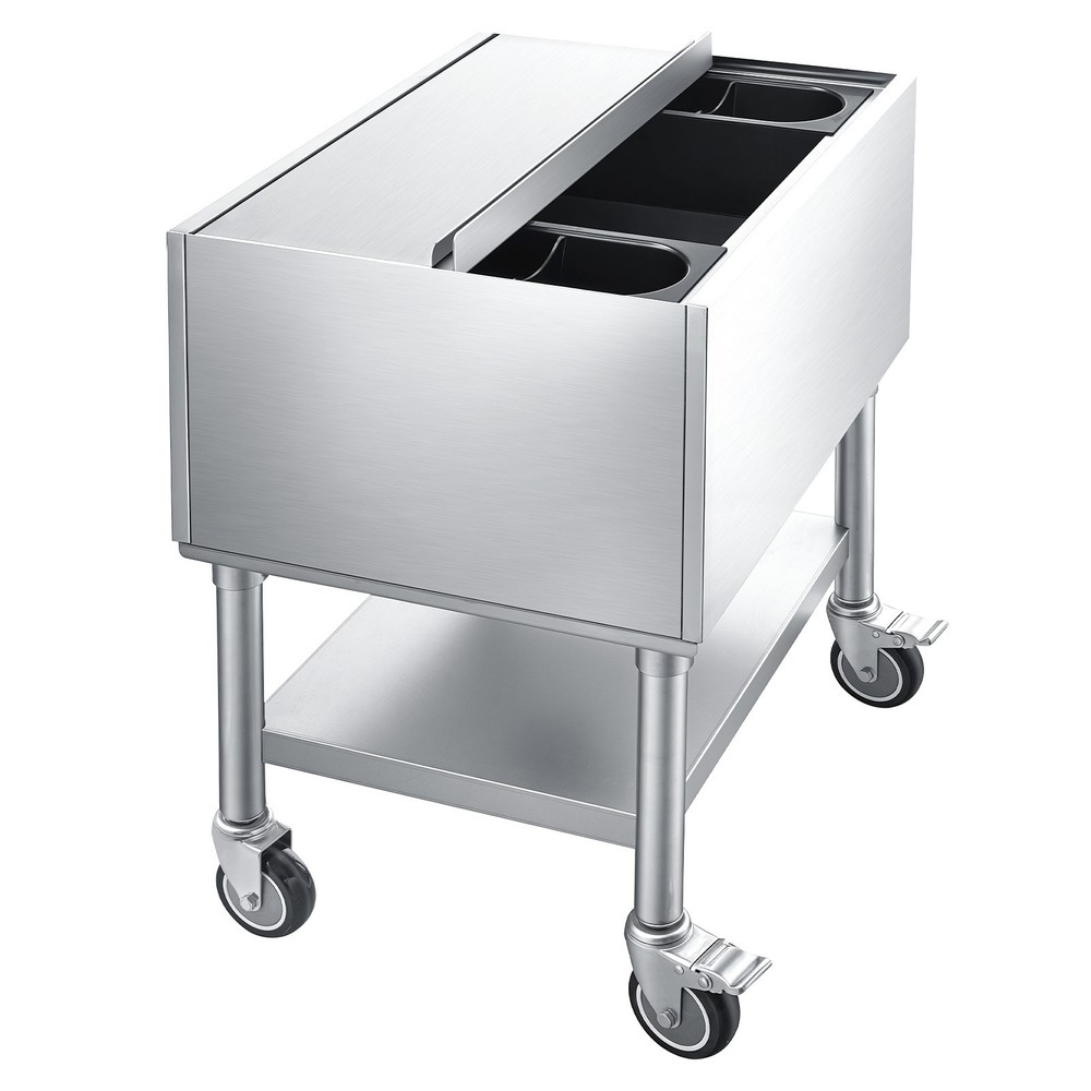 Uimoso 65.1Qt Commercial Ice Bin 24 x 19in Underbar Ice Storage with Sliding Lid