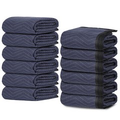 80″x72″ Furniture 24 Moving Blankets Protective Shipping Packing Pads Blue/Black