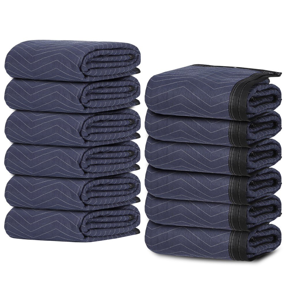 Moving Blankets Set of 12 – 72″ x 80″ Performance Heavy Duty Professional Black