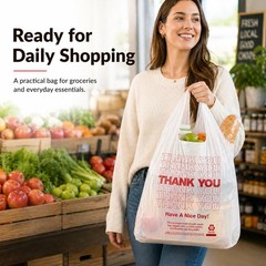 1000 Count White Thank You T-Shirt Bags, 11 x 6 x 21 in