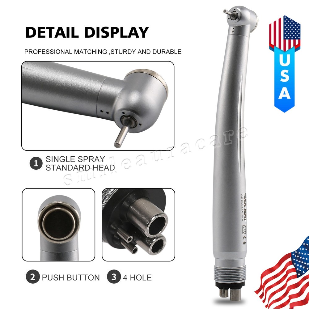 Dental High Speed Handpiece Single Water Spray Push Button 4 Hole Air Turbine