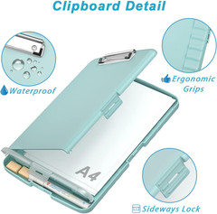Plastic Clipboard with Storage, 8.5 x 11 High Capacity Folio Nursing Case with P