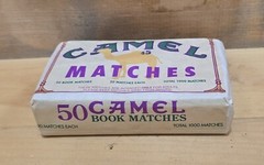 Box Of Camel 50 Book Matches. 6-1/2″L x 4″W x 1-3/4″H. Unopened, Good Condition