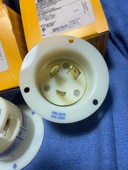 JUST 1 HUBBELL HBL2625 Flanged Locking PLUG Inlets 30A 250V 2 Pole 3 Wire