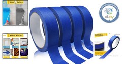 4 Rolls of Blue Painters Tape – No Residue, Easy Removal (0.94in x 22yd)