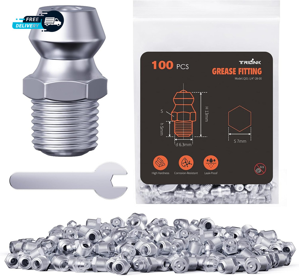 1/4″-28 Zerk Grease Fittings SAE Grease Nipples with Straight Grease Fittings
