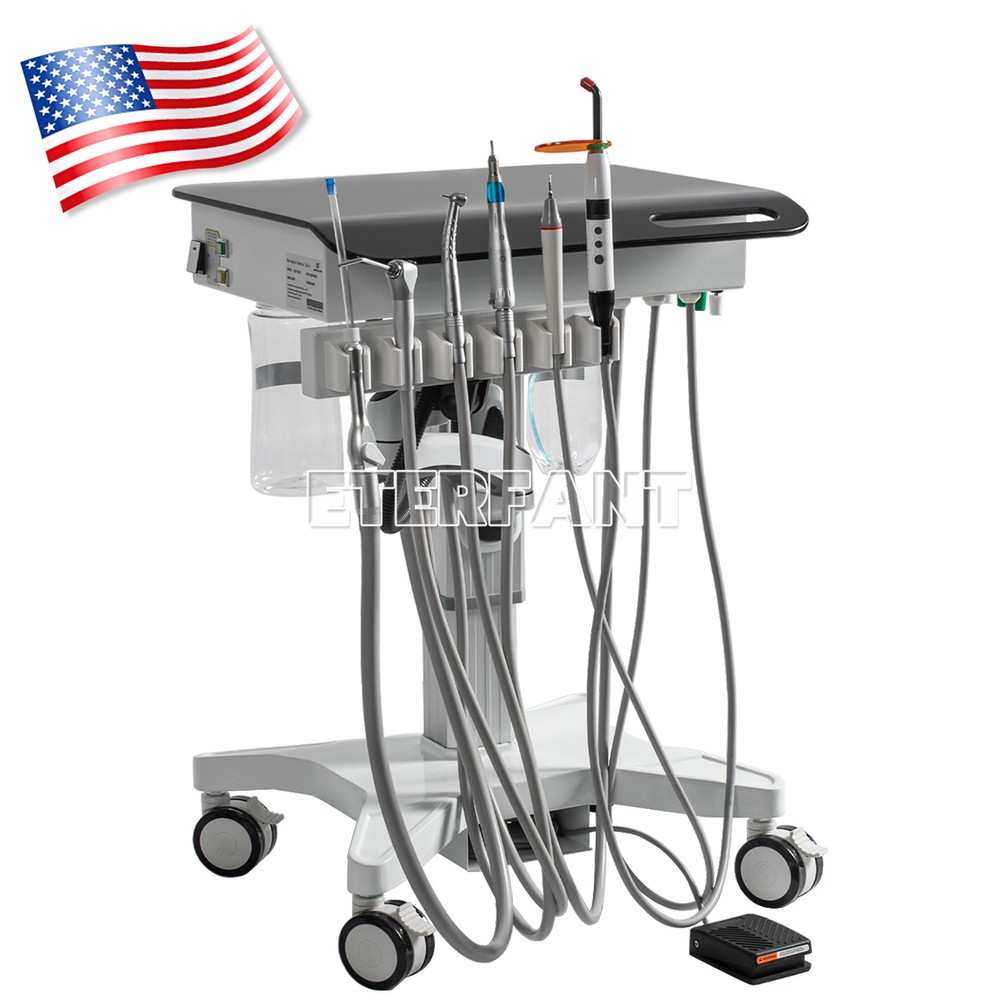 Dental Mobile Delivery Unit System Treatment Cart/Silent Oil-Free Air Compressor