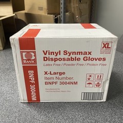 1000PCS/CT Basic Vinyl Synmax Disposable Gloves XL Powder Free & Non-Latex