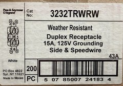 200! Legrand 3232TRWRW 15A/125V Tamper/Weather Resistant Duplex Receptacles