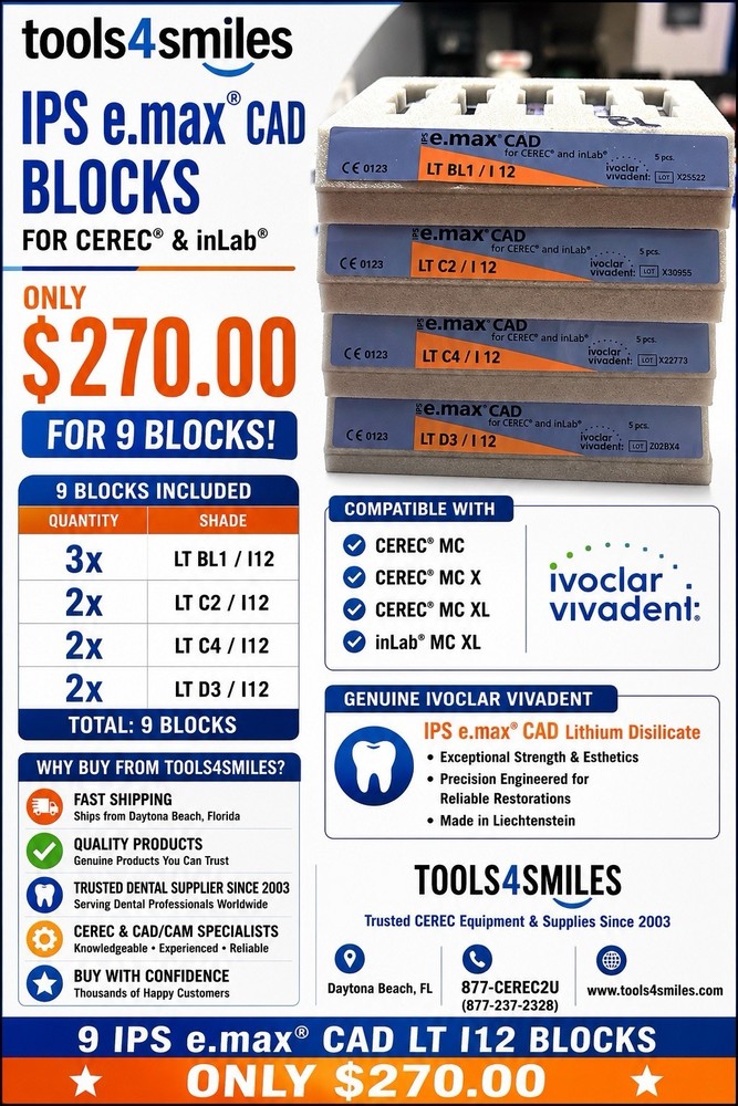 CEREC IPS Emax Cad Blocks Assorted blocs size 12 shades LT BL1 – C2 -C4-D3