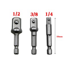 3 PCS Socket Adapter Drill BIts Set Hex Shank 1/4″ 3/8″ 1/2″ Impact Driver Tools