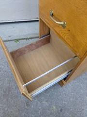 Vintage Industrial Mission Style Oak Wood Filing File Cabinet 2 Drawer Brass T52