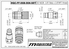 3/8″ Flat Face Hydraulic Quick Couplers Set – 3/8″ NPT Thread