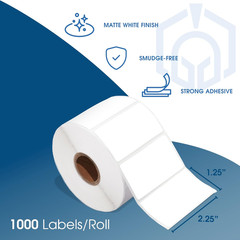 NEW 2.25×1.25″ Direct Thermal Labels 10 Rolls 1000/Roll Barcode