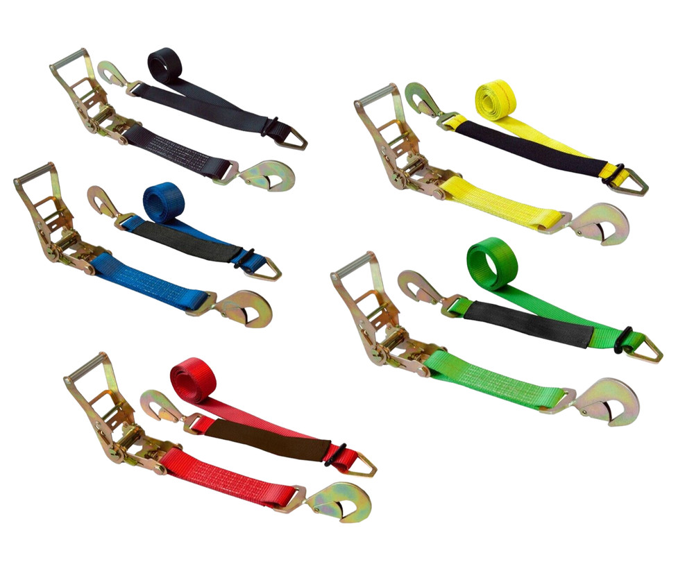 USA 2″ x 10′ Axle Strap Car Trailer Hauler Ratchet Tie Down Strap w/ Snap Hook