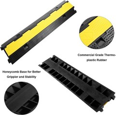 3 Pack Dual Channel Rubber Cable Protector Ramp 2 Channel Traffic Speed Bump