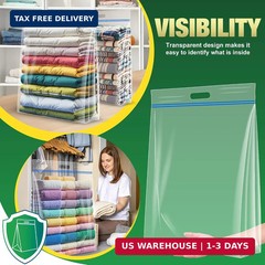 15 Gallon Large Storage Bags, 24″ x 24″ Clear Plastic Zipper Bags with Handle…