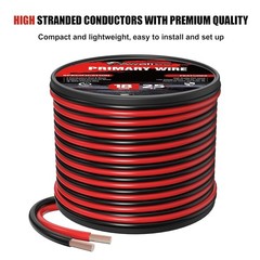 18AWG 2 Conductor Red Black Automotive Electrical Wire 25FT 18 Gauge Wire