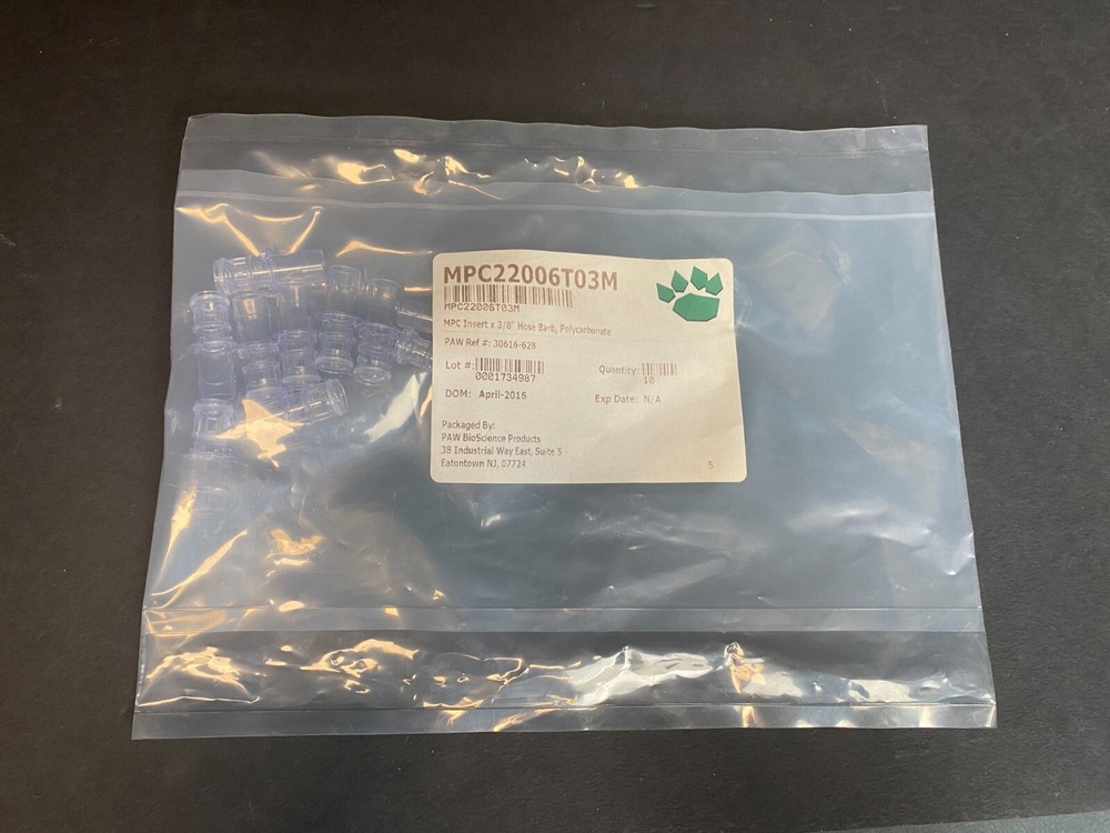 PAW BioScience Hose Barb Insert 0.375 in. Total of 80 Connectors