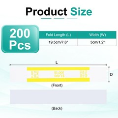200Pcs Money Band 1000 Dollar Money Bill Wrapper Self-Adhesive Bill Band Yellow