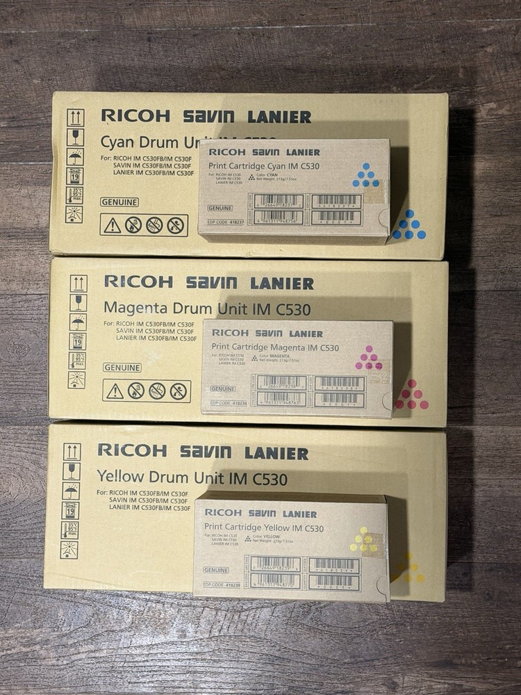 Genuine Ricoh IM C530 Toner 418237 418238 418239 & Drum Units (YMC)