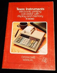 Vintage Operating Manual, 1976, TEXAS INSTUMENTS ELECTRONIC PRINTING CALCULATOR